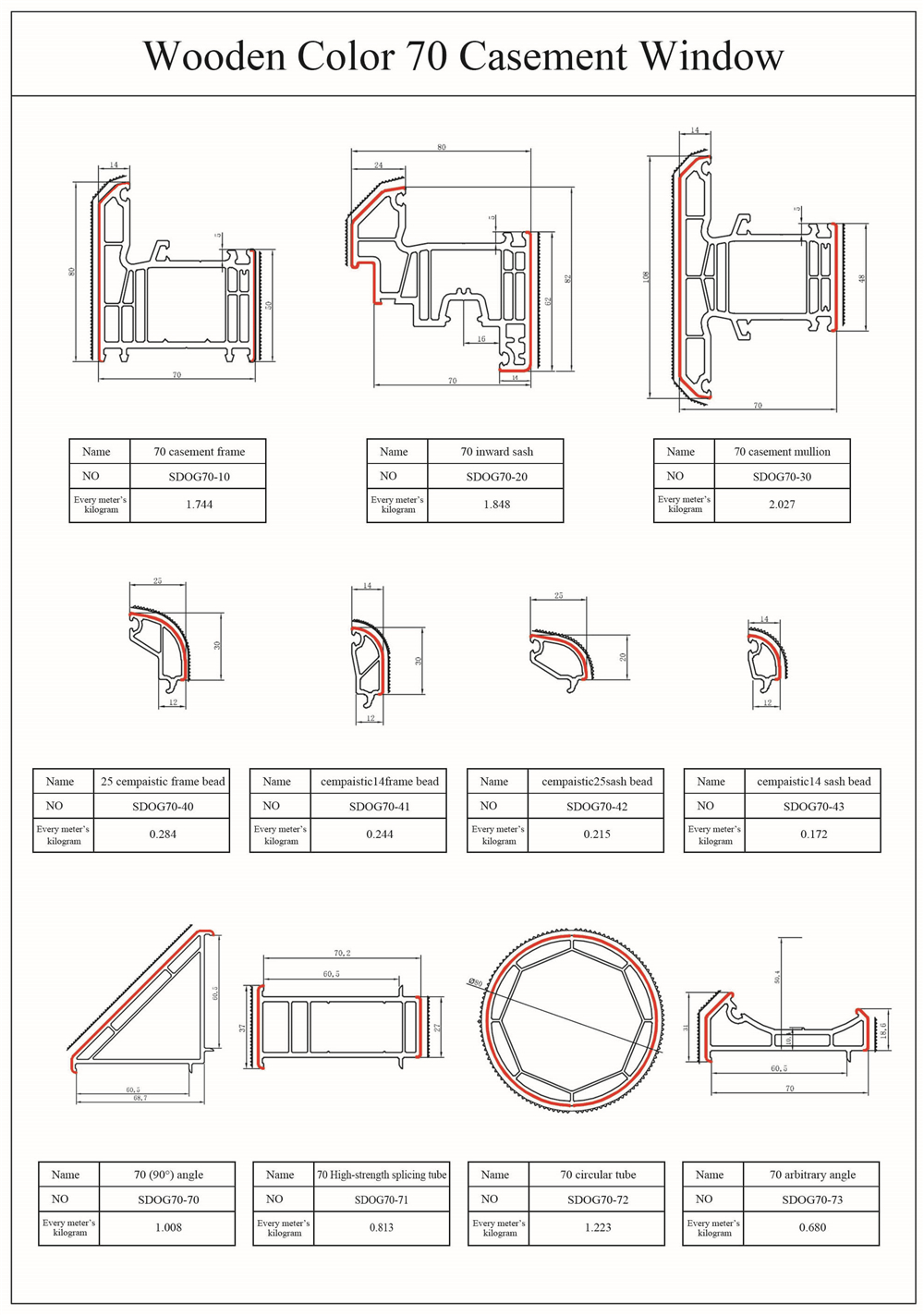 Wooden Color 70 Casement Window